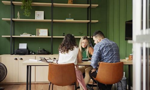 Interior Designer consultation in designer's office.