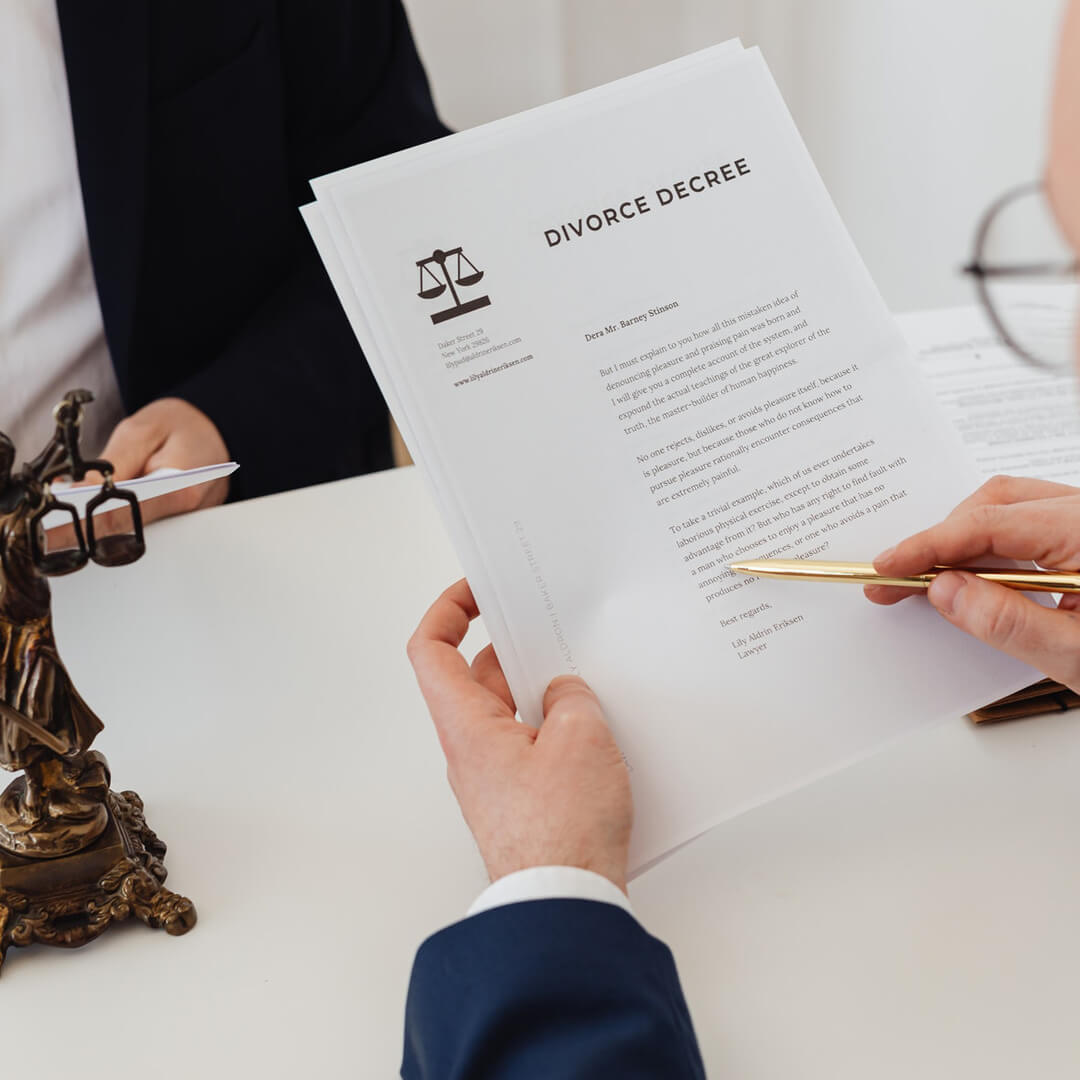 Man reviewing a divorce decree