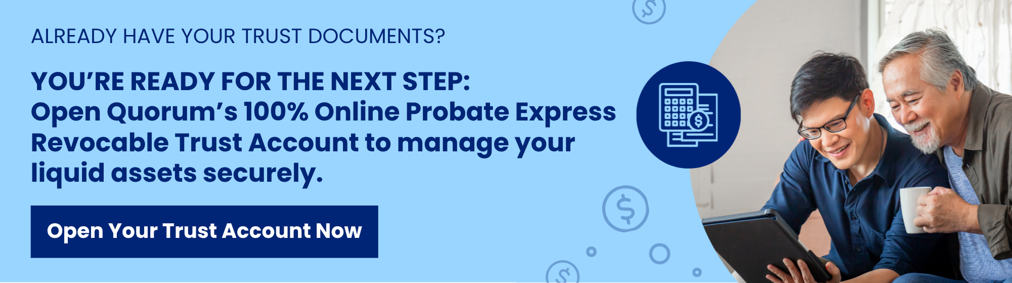 Image of Probate express revocable trust account desktop banner