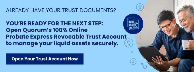 Image of Probate express revocable trust account mobile banner