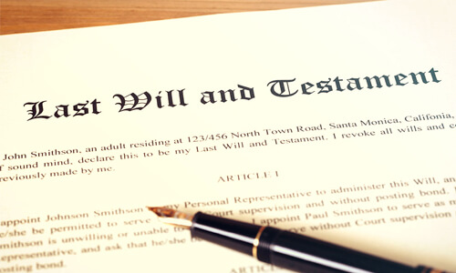 Closeup of a Last Will and Testament.