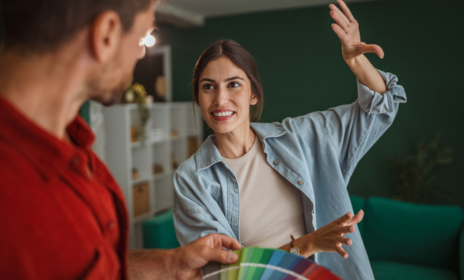 Man and woman discussing home renovation
