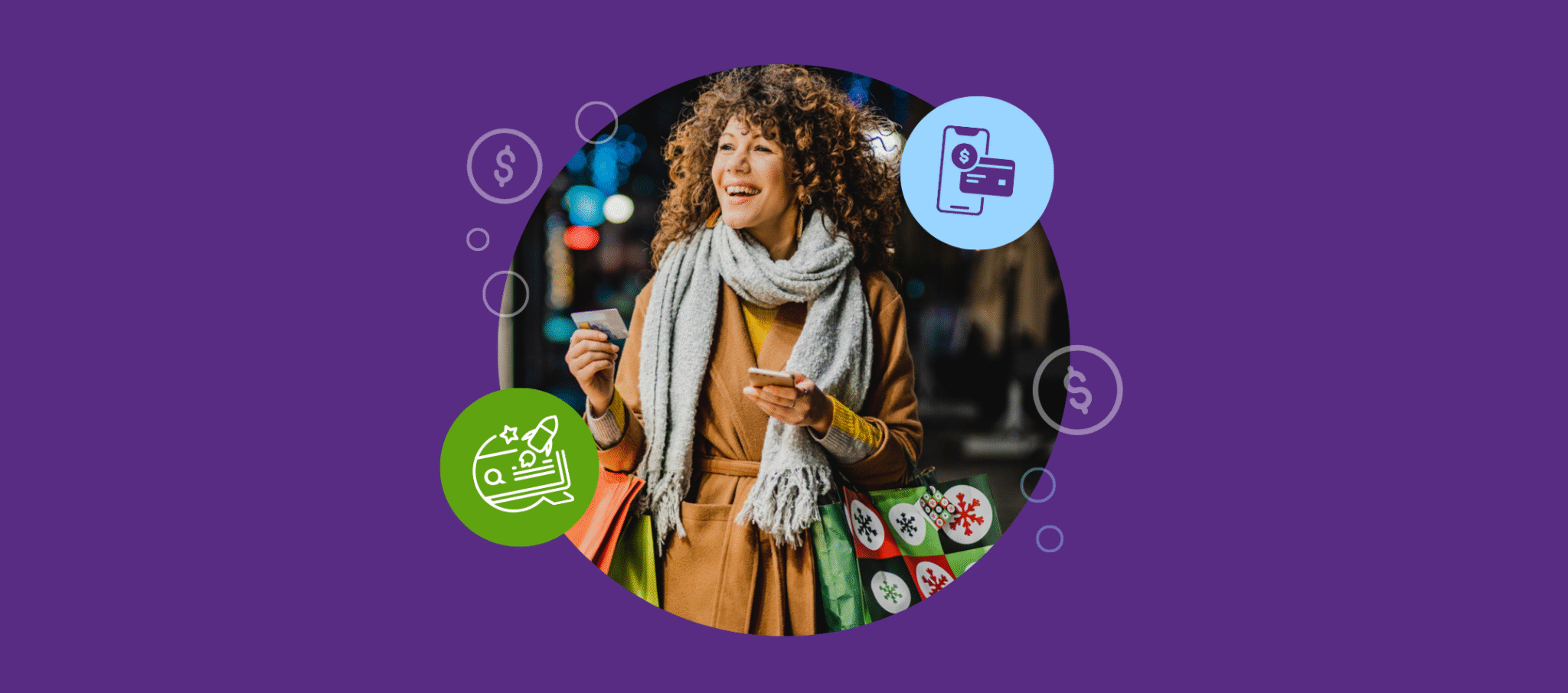 Woman shopping for holiday gifts