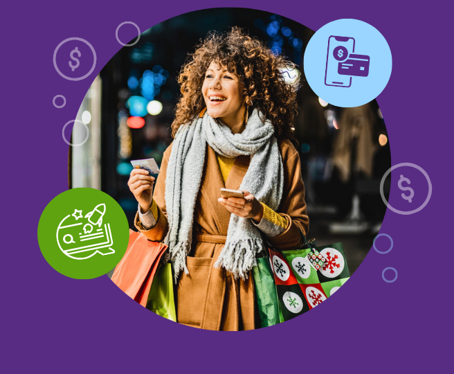 Woman shopping for holiday gifts