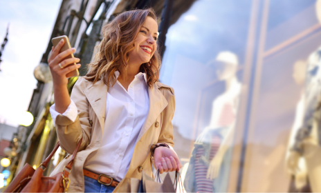 Busy woman shopping for the holidays